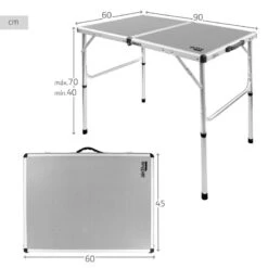 AKTIVE - Table De Camping Pliante, Réglable En 2 Hauteurs, 90x60x40/70 Cm, Gris -Matériel De Camping aktive table de camping pliante reglable en 2 hauteurs 90x60x4070 cm gris 3