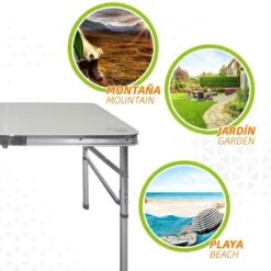 AKTIVE - Table Pliante Avec 2 Tabourets Et Poignée De Transpor, Gris -Matériel De Camping aktive table pliante avec 2 tabourets et poignee de transpor gris 3