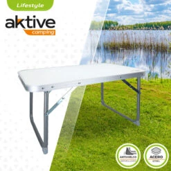 Matériel De Camping -Matériel De Camping aktive table pliante table basse blanche en aluminium 40x60x40 cm 1