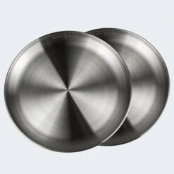 Assiette Plate De Camping | Diamètre Env. 23 Cm | Acier Inox | 2 Assiettes -Matériel De Camping assiette plate de camping diametre env 23 cm acier inox 2 assiettes 3