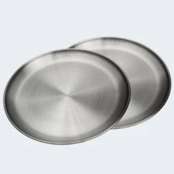Assiette Plate De Camping | Diamètre Env. 23 Cm | Acier Inox | 2 Assiettes -Matériel De Camping assiette plate de camping diametre env 23 cm acier inox 2 assiettes 4