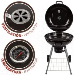 Barbecue Portable Rond Au Charbon De Bois Avec Couvercle Aktive -Matériel De Camping barbecue portable rond au charbon de bois avec couvercle aktive 2