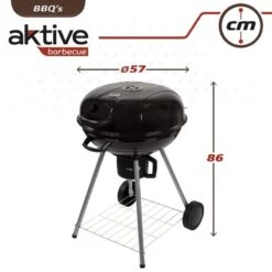 Barbecue Portable Rond Au Charbon De Bois Avec Couvercle Aktive -Matériel De Camping barbecue portable rond au charbon de bois avec couvercle aktive 6