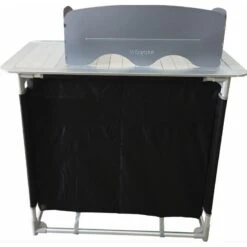 BAYASUN Meuble De Cuisine 4 Étagères Pieds Réglables Gris -Matériel De Camping bayasun meuble de cuisine 4 etageres pieds reglables gris 4