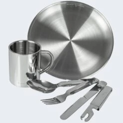 Camping Assiette Plate, Couverts Et Tasse Isotherme Set | Acier Inoxydable -Matériel De Camping camping assiette plate couverts et tasse isotherme set acier inoxydable 2