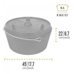 Petromax Dutch Oven FT18-18QT - Sans Pieds -Matériel De Camping petromax dutch oven ft18 18qt sans pieds 2