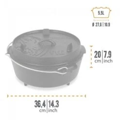 Petromax Dutch Oven FT6-6QT (avec Pieds) Ensemble - Poêle + Sac De Rangement + -Matériel De Camping petromax dutch oven ft6 6qt avec pieds ensemble poele sac de rangement 2