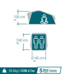 Quechua TENTE DE TOIT MH500 FRESH & BLACK 2P -Matériel De Camping tente de toit mh500 fresh and black 2p 3