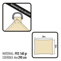 Voile D'ombrage Rectangulaire Aktive Garden Couleur Crème -Matériel De Camping voile dombrage rectangulaire aktive garden couleur creme 2